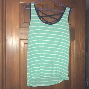 Rue 21: Mint Green and white striped Tank Top